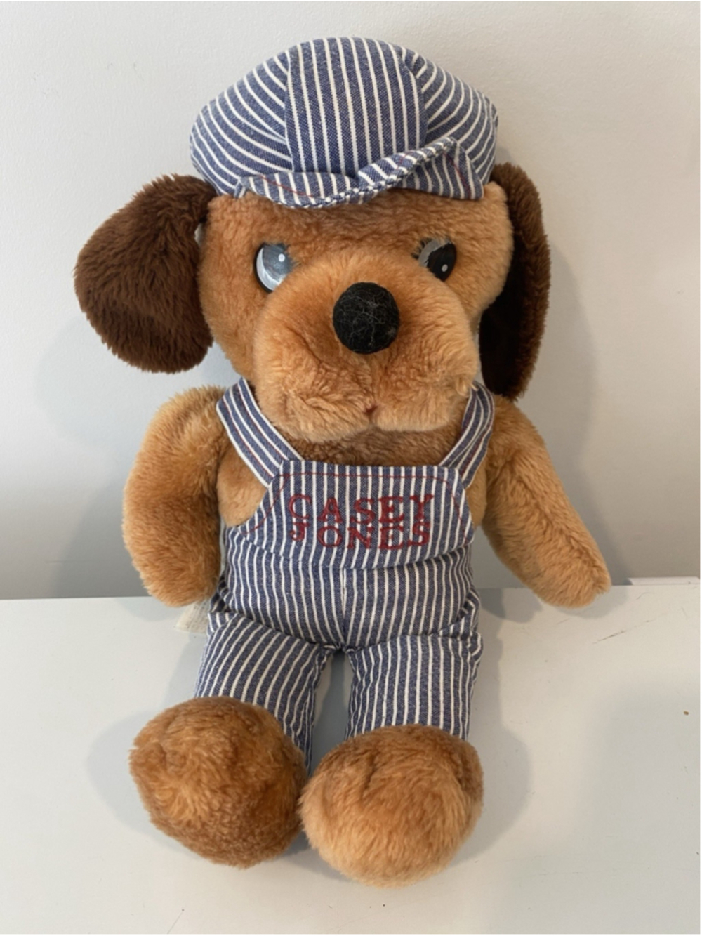 Vintage 1970s Knickerbocker Casey Jones Dog Plush Train Conductor 15” Toy